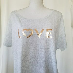 NWT Lucky Owl T-shirt Love Light Heather Grey XL